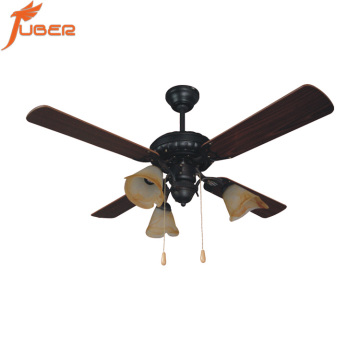 Vintage 52 Inch 4 Blade Remote Control Solid Wood Ceiling Fan with 3 Lights