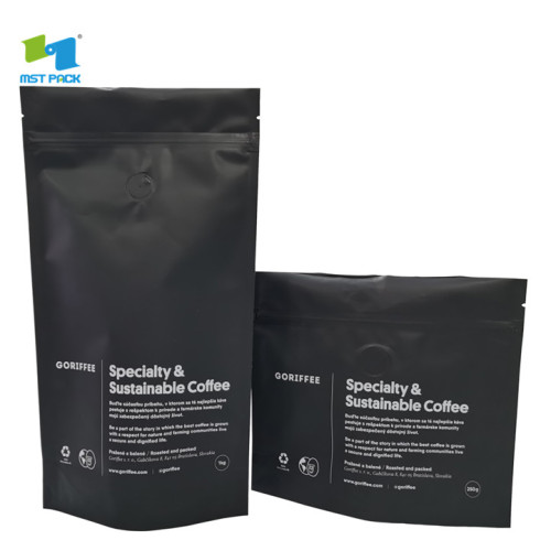 Busta da caffè in alluminio nero termosaldata da 250g