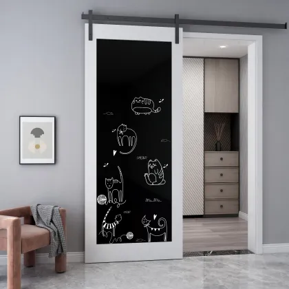 Factory Wholesale Solid Wood Sliding Barn Door with Hardware - Bedroom Wooden Door Interior