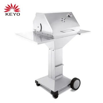 Direct plus Charcoal Grill Stainless Steel Pedestal Standing Charcoal BBQ Station Barbeque Chimney Column Grills