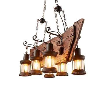 Creative American Industrial Vintage Wooden Chandelier Pendant Lights for Loft Bar Cafe Restaurant Decor