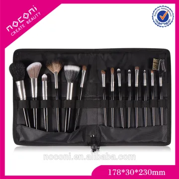 Free Sample Guangzhou Factory Cheapest OEM Professional 14pcs Cosmetic brush set With Black PU Pouch