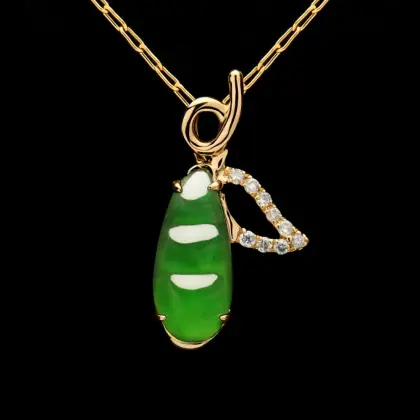 Imperial Green Jadeite Jade Yokohama Bean Pendant