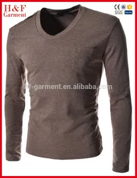 Plus size basic tee v-neck long sleeve tee shirt for men