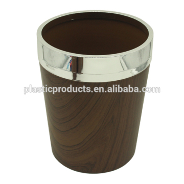 classical Plastic wood grain Waste Bin; Rose Red Trash Can