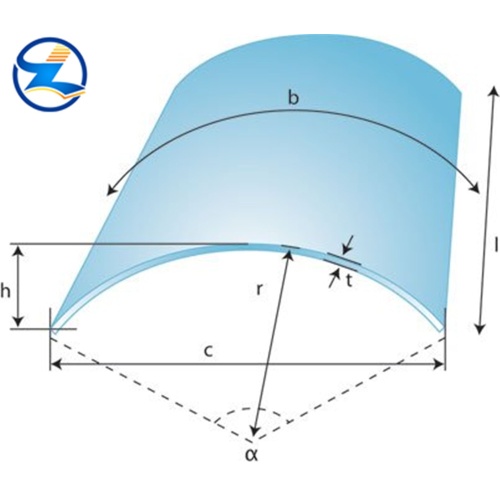 Bent curved glass tempered glass for building architecture