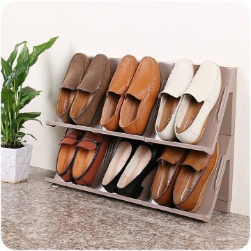 J448 stackable folding plastic shoe storage rack