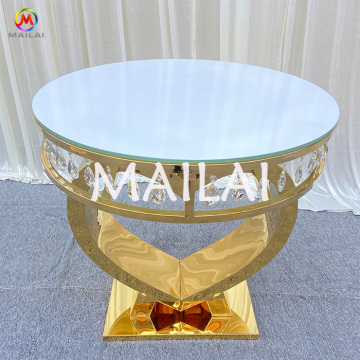 2022 New Design Mailai Wedding Furniture Stainless Steel Round Gold Cake Table