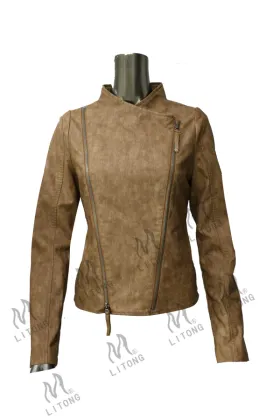 wear supplier Motorcycle style leather jacket pu leather jacket women