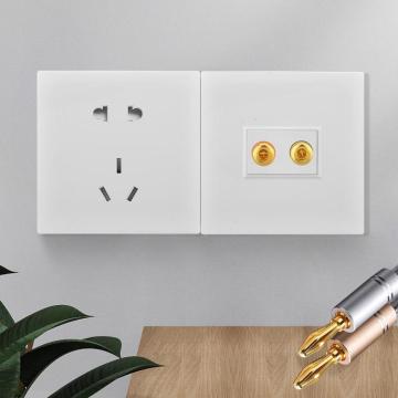 Speaker Wire Binding Post Wall Socket Plate Face For Flat Cable/ Banana Spade Sendok - Home Theatre Connection
