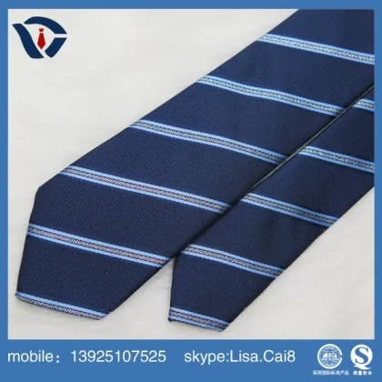 Royal blue custom logo silk woven necktie fabric wholesale