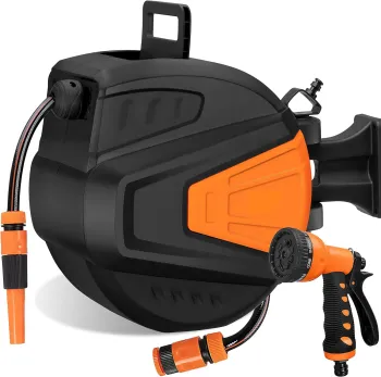Wall Mounted Automatic Reel Garden Hose with Multi-Hand Shower