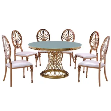 Round Glass Top Gold Wedding Mirror Table