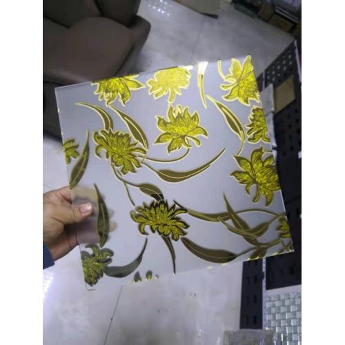 Interior Decorative Glass ice acid gold glass ice flower glass Factory