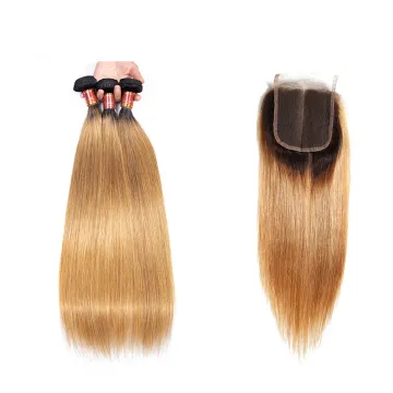 3 Tone Color Ombre Mixed Extensions Velvet Blonde Bright Human Colored Brazilian Hair Weave
