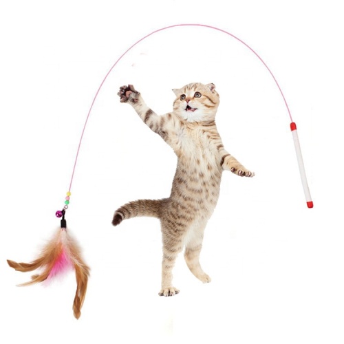 Artykuły dla kotów Zabawki Drut stalowy Chowany kot Teaser Stick Feather Teasing Cats