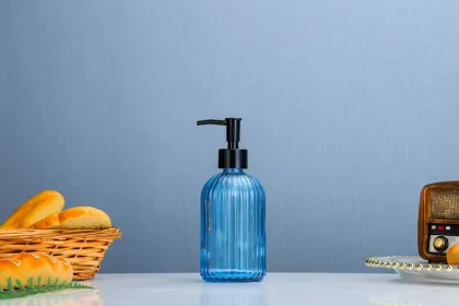 embossed glass liquid hand soap dispenser