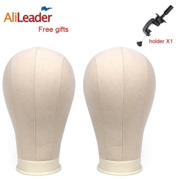 AliLeader High Quality 21-25 inch White Canvas Block Head Wig Display Stand for Wigs Making