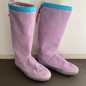 Womens Lavender Suede Anti-Slip Knee High Chunky Winter Snow Boots