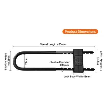 Combination Password U Shape Lock for Glass Doo