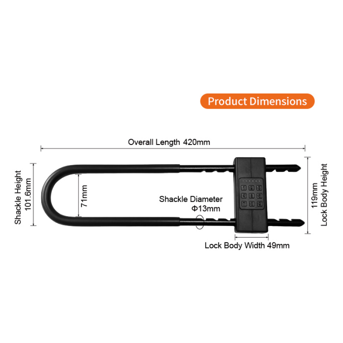 Lucchetto a forma di U con password combinata per Glass Doo