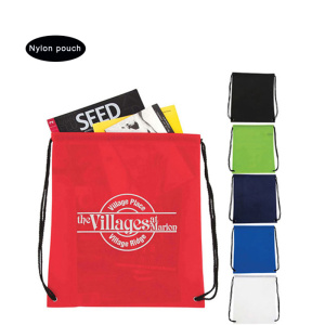 Red sport nylon bag with white logo printed