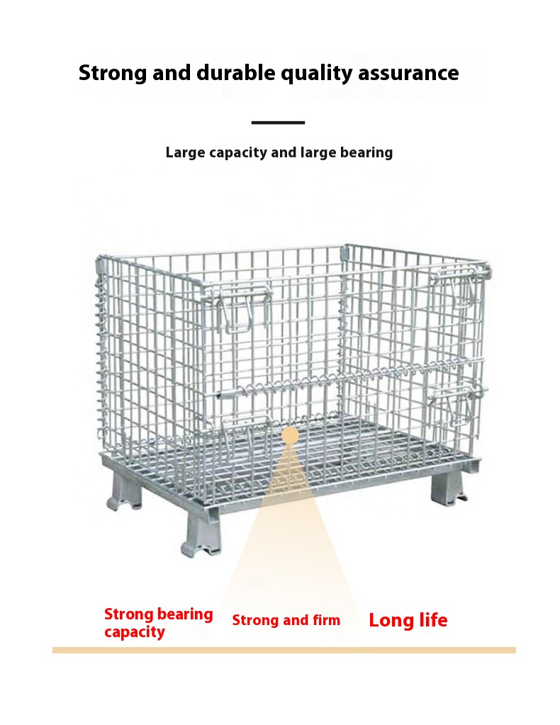 Factory Movable Turnover Iron Frame Shelf Mesh Storage Cage Heavy Duty Pallet Rack 800-1200 Folding Storage in Stock