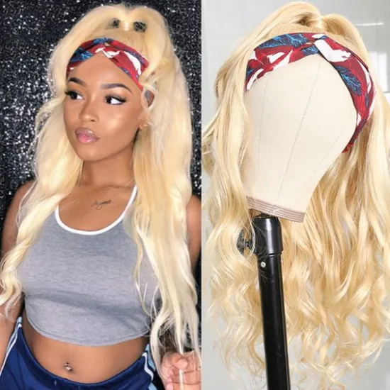 OEM Factory Directly Headband Wig Colored Virgin Human Hair Headband Wigs for Black Women 10A Straight Body Wave Wigs