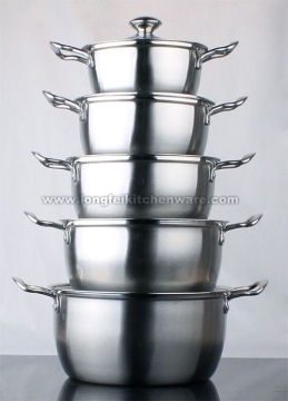 10PCS Stainless Steel Color Cookware Sets Stainless Steel Handle Glass Cover Double Bottom