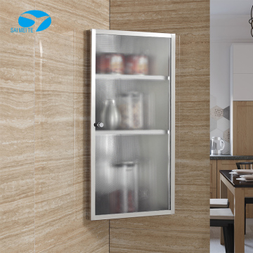 3-Layer Matte Glass Stainless Steel Kitchen Triangle Storage Cabinet