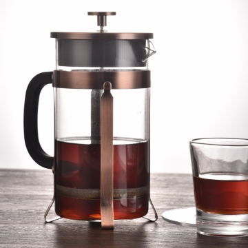 600ml Heat Resistant Borosilicate Glass French Press Coffee Maker with Chrome Steel Base - Copper Color