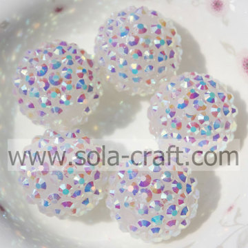 20 * 22MM Hot Jelly Blanc AB Perles Acryliques Lâches Résine Strass Accessoire