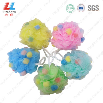 Colored sponge mesh bath ball