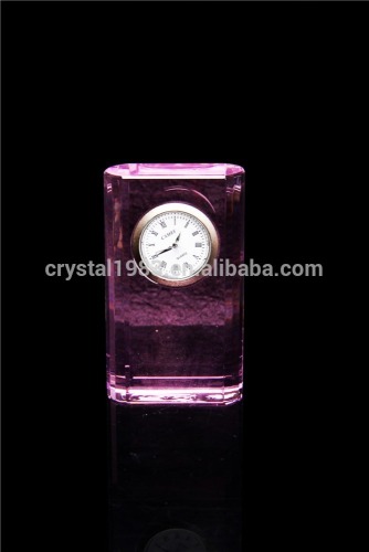 Transparent simple design pink crysal cube block clock