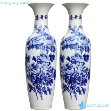 Large Wholesale Ceramic Vase - White and Blue Porcelain for Office Decoration