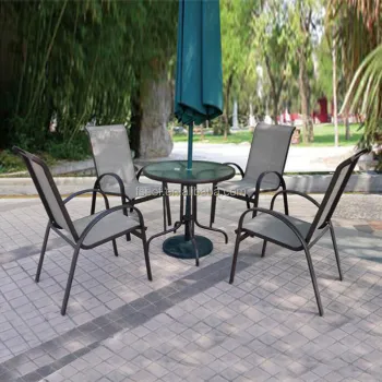 High Quality Factory Stackable Wicker Rattan Table Set with Umbrella Hole