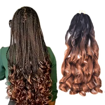Wholesale Price  Prestreched Spiral Curl Crochet Braiding Hair French Curly Extensions For Braids Synthetic Hair Attachments