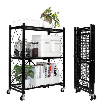 Foldable Metal Rack Kitchen Storage Shelves Home Installation Storage Shelf