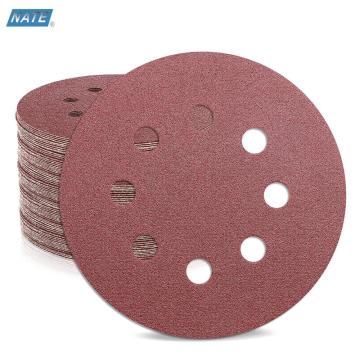 Disk pengamplasan bundar 120-grit aluminium oksida 5-inci 8-hole