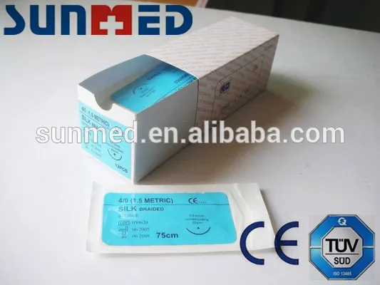 Silk suture with needle