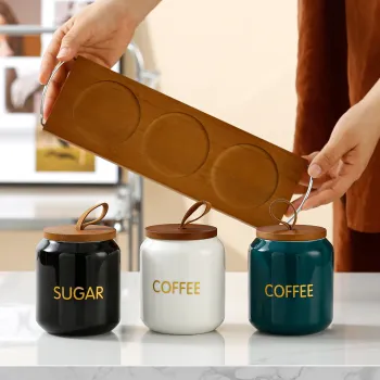 Wholesale Colorful Porcelain Kitchen Canister Set with Lids and Holders