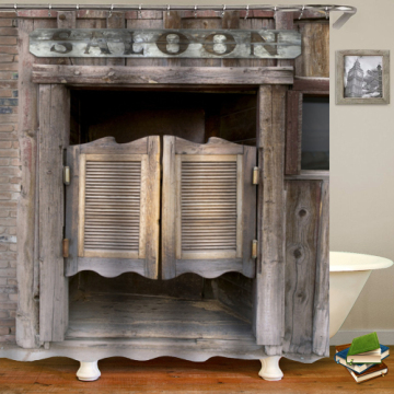180*180cm Rustic Old Wooden Barn Door Western Shower Curtain Bathroom Set Toilet Cover Mat Non Slip Rug Home Decor $24.80 ~ $46.