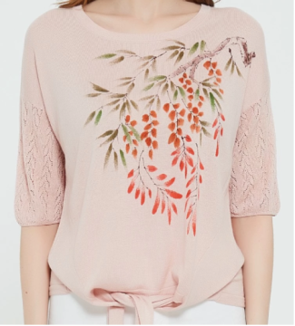 High quality wholesale women latest hand printed silk cashmere sweater