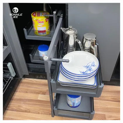 Stainless Steel Corner Pull Basket with Damping Hardware