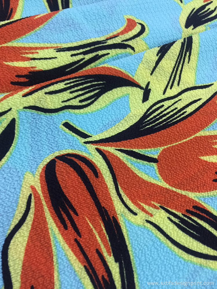 Polyester Bubble Crepe Printing Woven Fabric