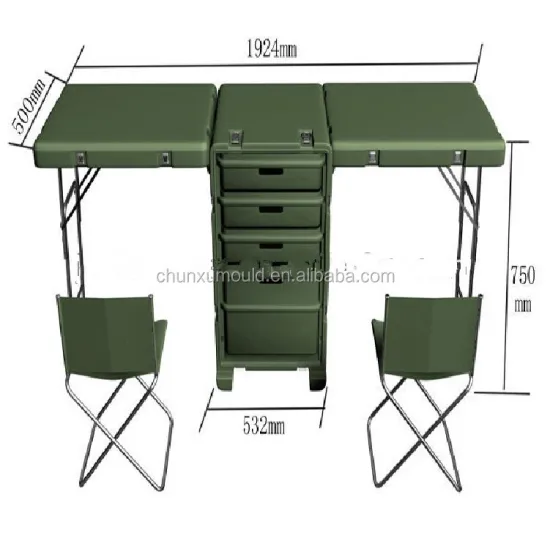 OEM Rotomolding Plastic Army Field Table and Chair Manufacturer