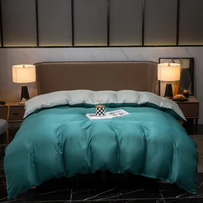 Tencel series quilt cover peacock green blue gray