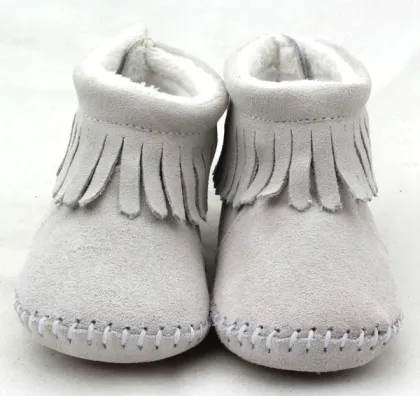 Plush Winter Baby Shoes Plain White Baby Shoes Warm Baby Boots
