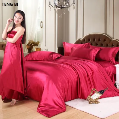 hotel home luxury satin comforter bedding Set