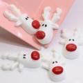 Cartoon Christmas Reindeer Head Resin Cabochons Flatback Animal For Children Hairpin Rubber String or Pencil-box Accessori